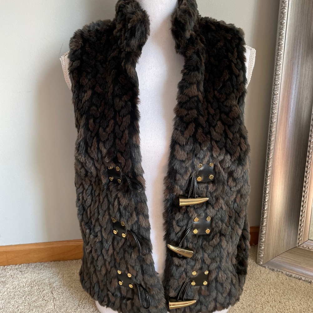 MICHAEL Michael Kors Faux Fur Vest w/Gold details